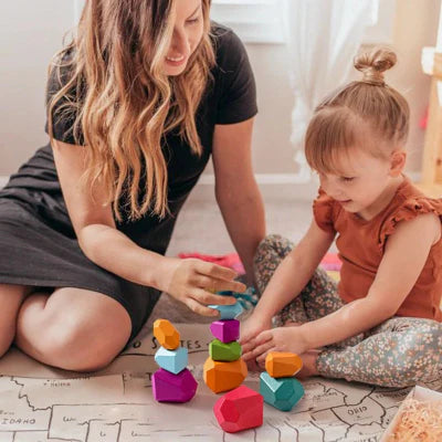 Jouet En Bois  BalanceStoneKids™maman joue avec sa fille