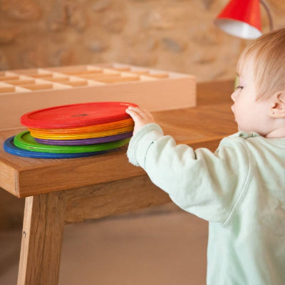 Jouet En Bois RainbowWoodBlocks™ assiettes arc-en-ciel enfant qui joue